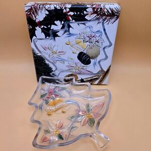 Savoir Vivre Holiday Spirit Christmas Tree Server Glass Dish WY064/502 Japan 7"